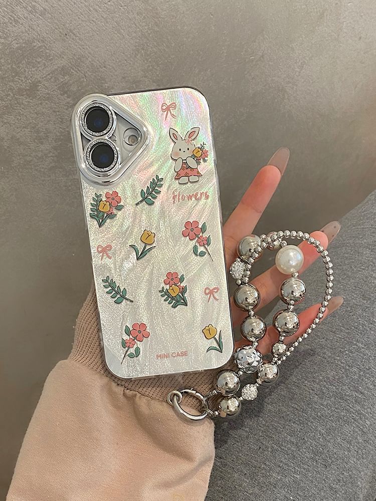 Floral Case Phone / Strap Rabbit Set