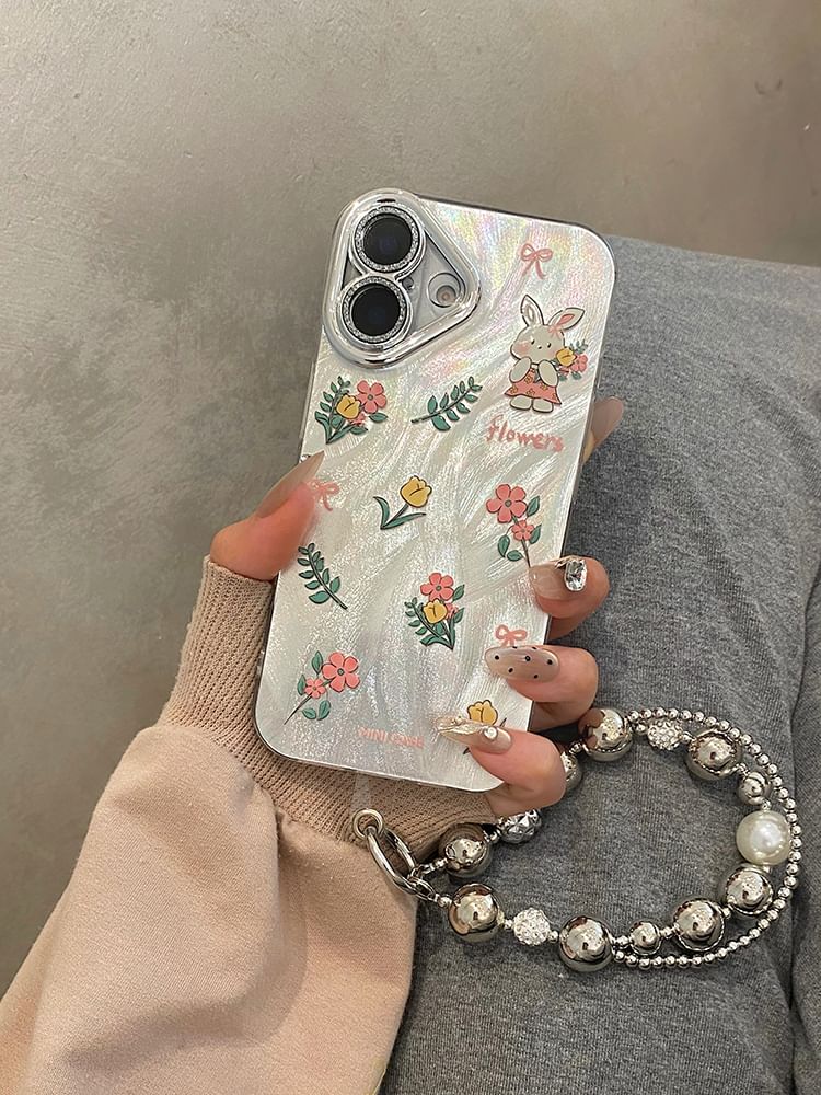 Floral Case Phone / Strap Rabbit Set