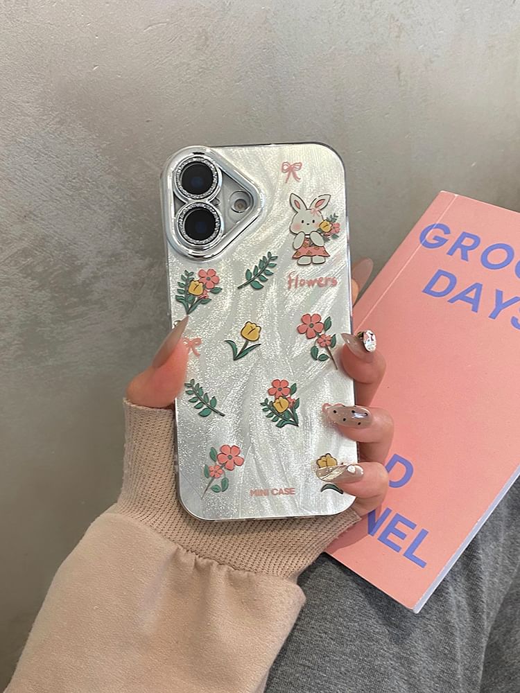 Floral Case Phone / Strap Rabbit Set
