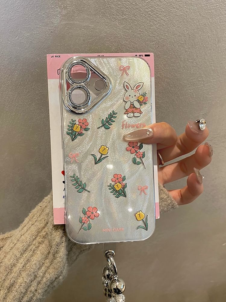 Floral Case Phone / Strap Rabbit Set
