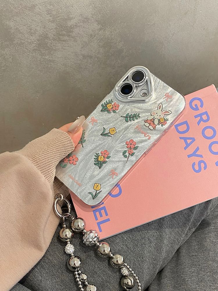 Floral Case Phone / Strap Rabbit Set