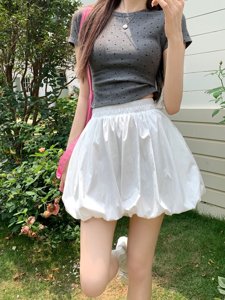 Plain Shorts Bubble High Waist
