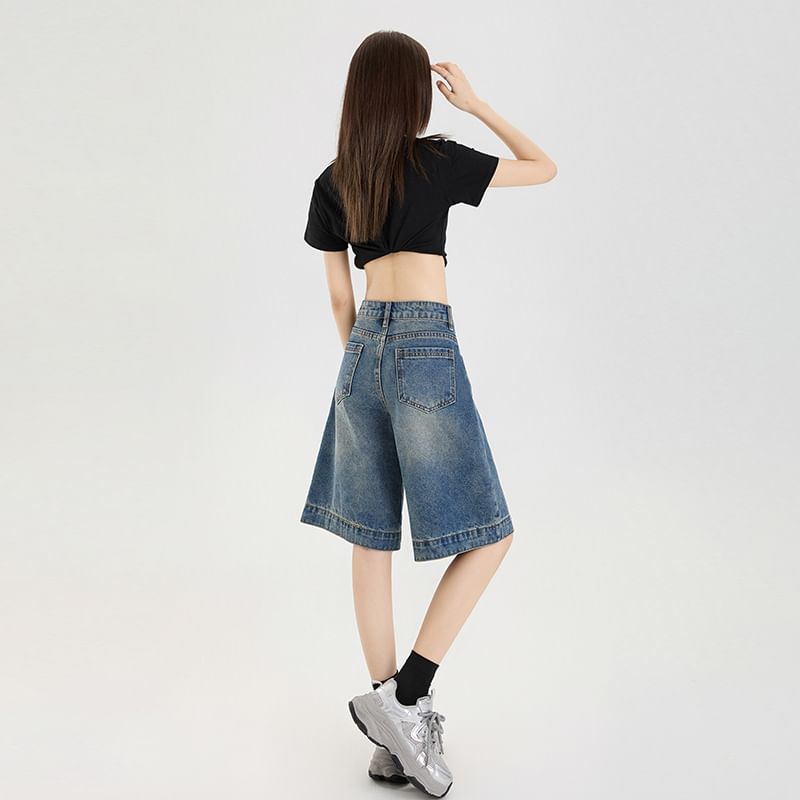 Rise Washed Leg Mid Jorts Wide