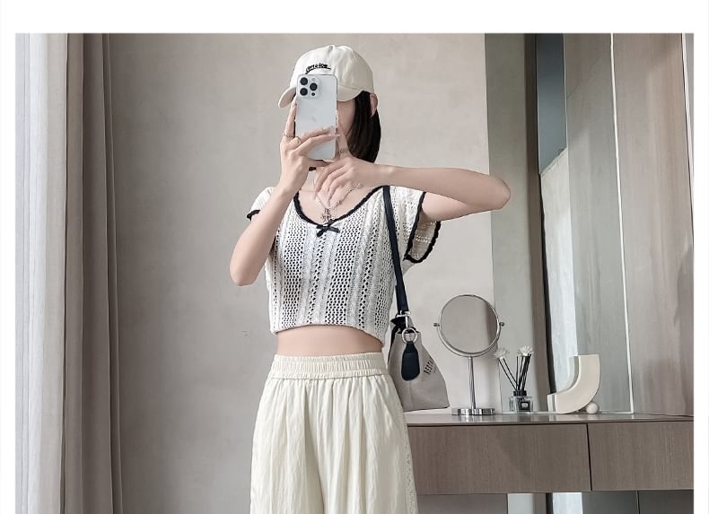 Pants Leg Panel Lace Rise Wide High