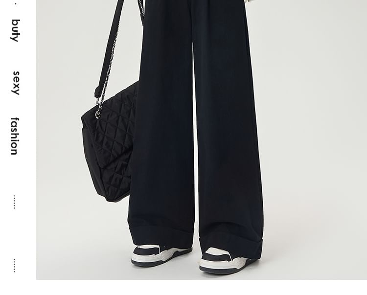 Plain Waist Leg Wide Pants High Dress