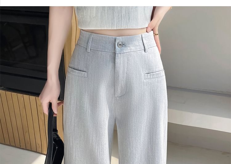 Wide Designs) Jeans Washed (Various Waist Leg High