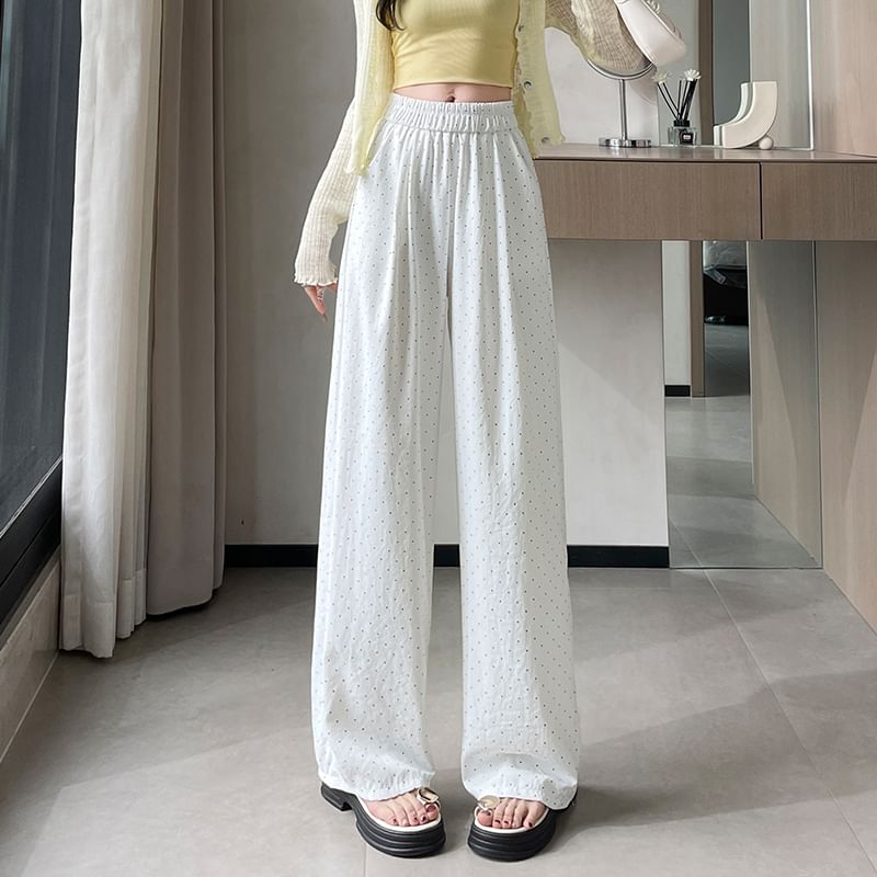 Pants Wide (Various Designs) Dotted Leg Waist High