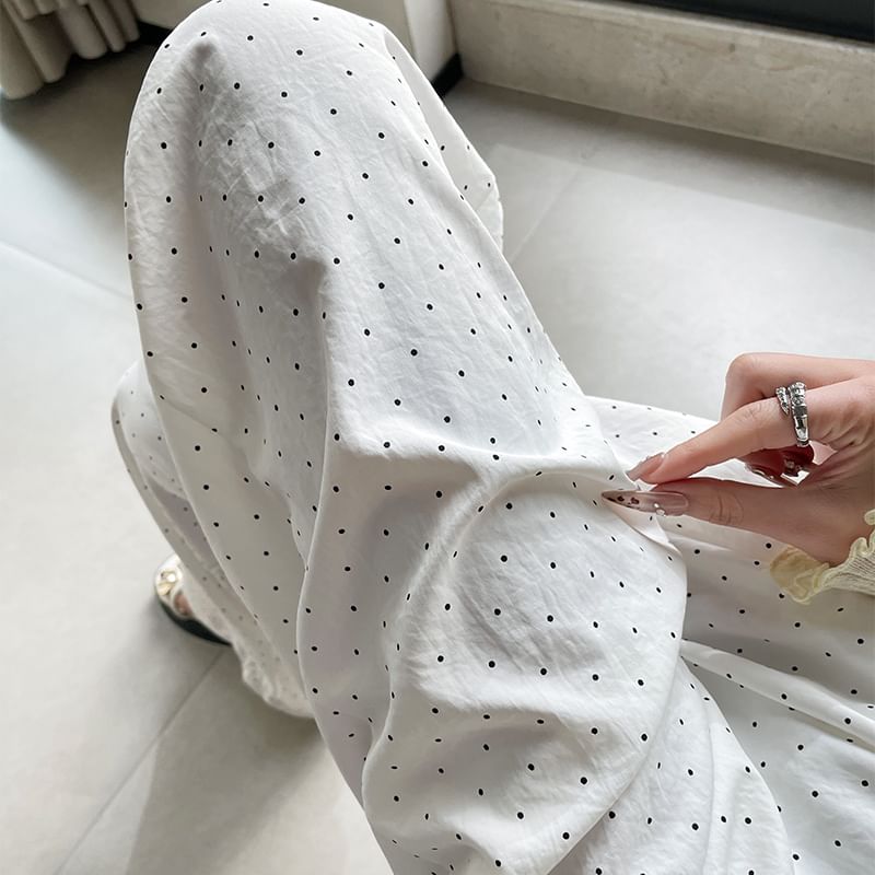 Pants Wide (Various Designs) Dotted Leg Waist High