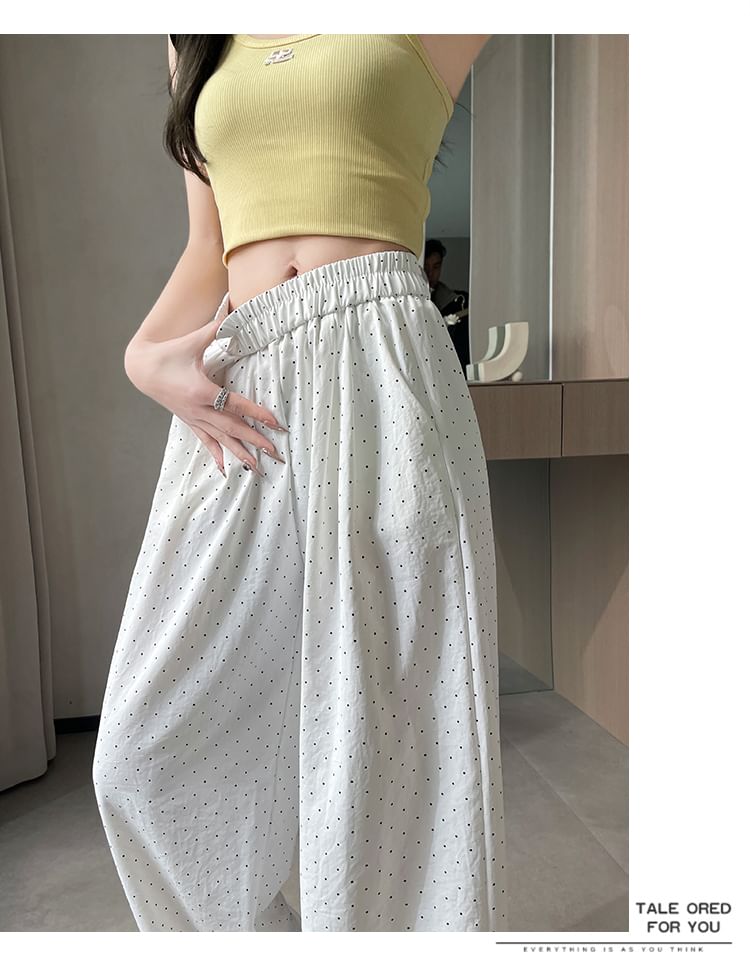 Pants Wide (Various Designs) Dotted Leg Waist High