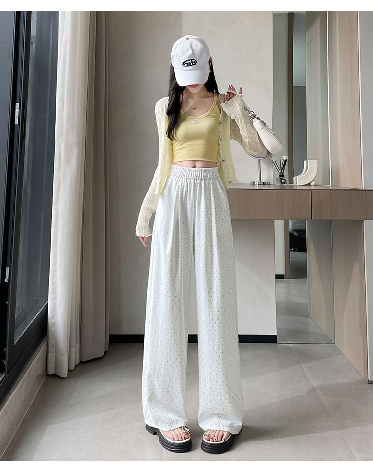 Pants Wide (Various Designs) Dotted Leg Waist High