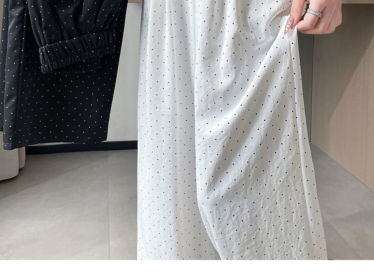 Pants Wide (Various Designs) Dotted Leg Waist High