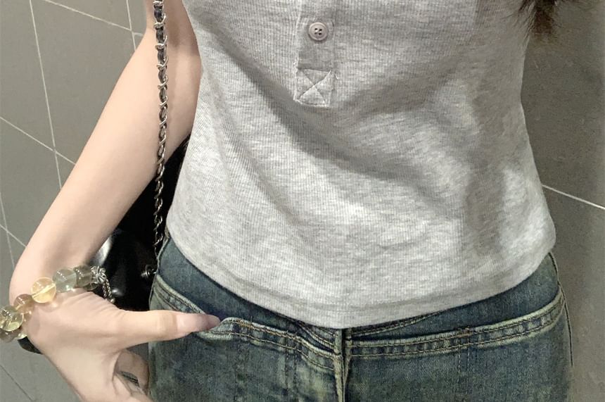 Bow Embroidered Short-Sleeve Slim Fit Scoop Crop Neck T-Shirt