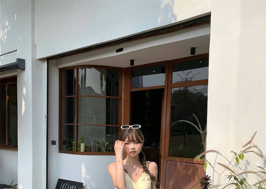 Mid Pants Ruched Plain Wide Leg Waist