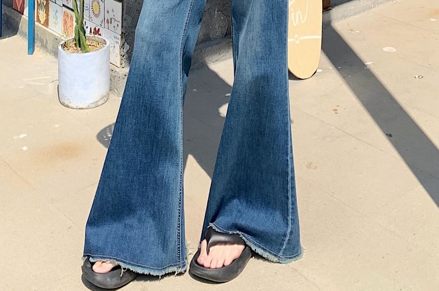 Washed High Jeans Rise Flared