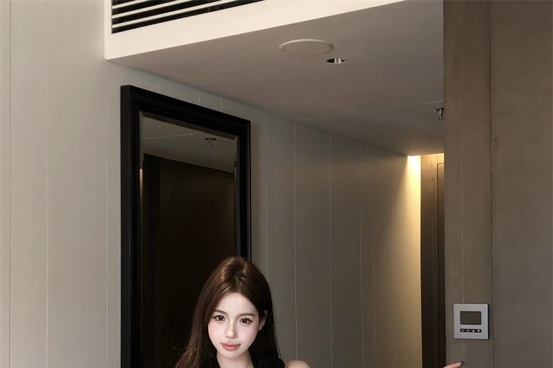 Dress One-Shoulder Mini Bodycon Plain