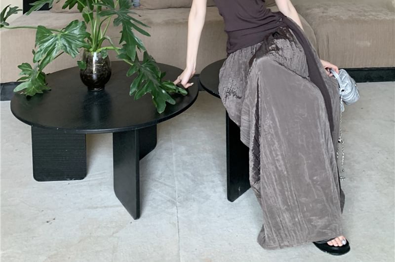 Top Skirt Maxi High / Waist Scoop Halter Tie Neck A-Line Plain