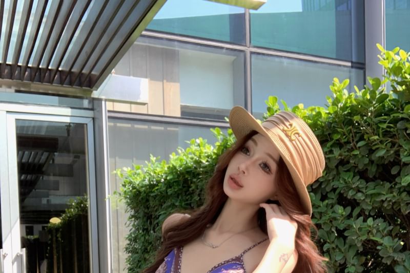 V-Neck Print Peplum Top Camisole Paisley