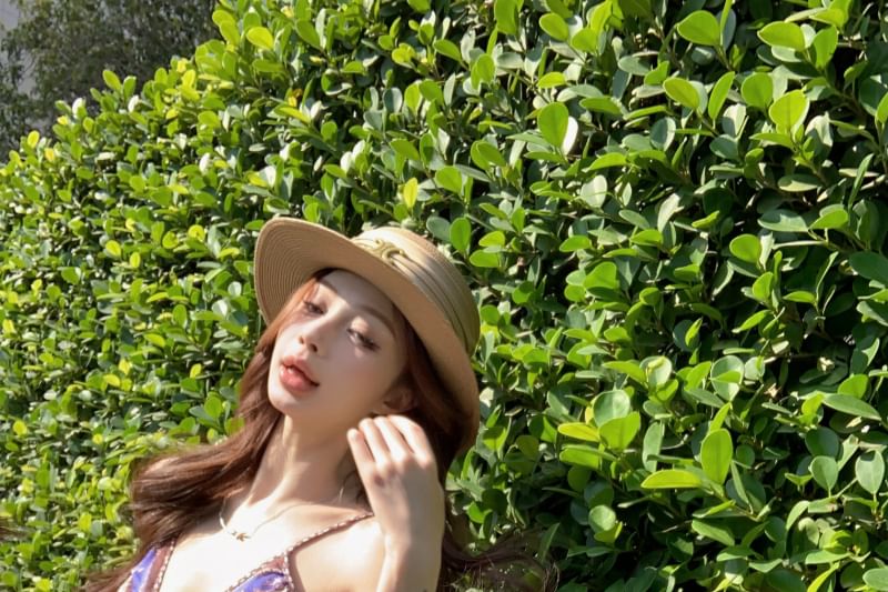 V-Neck Print Peplum Top Camisole Paisley