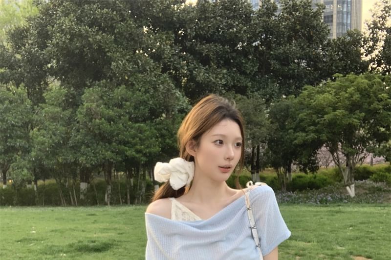 Short-Sleeve Tee One-Shoulder Plain