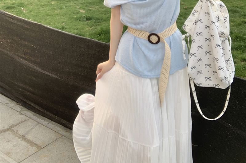 Short-Sleeve Tee One-Shoulder Plain