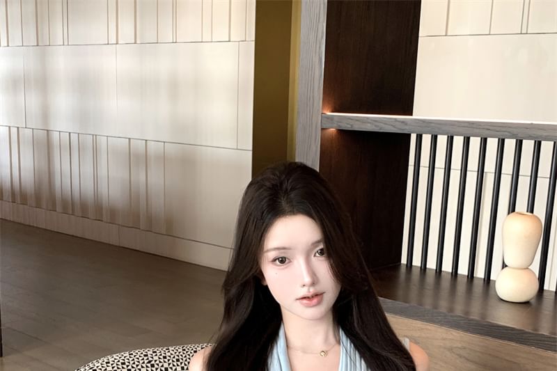 Plain Top Tank Tie-Neck