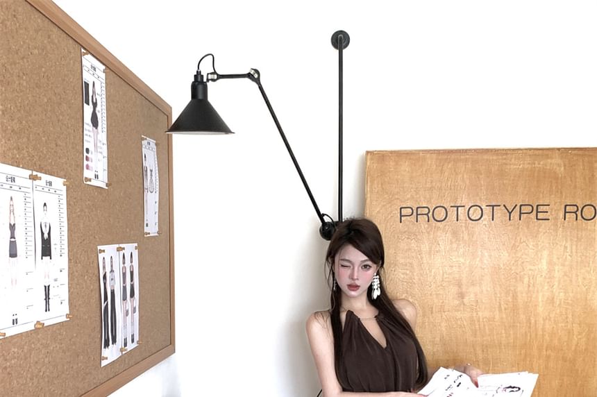 Halter Mini Asymmetrical Dress Bodycon Plain