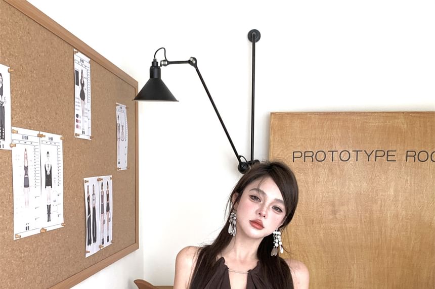 Halter Mini Asymmetrical Dress Bodycon Plain