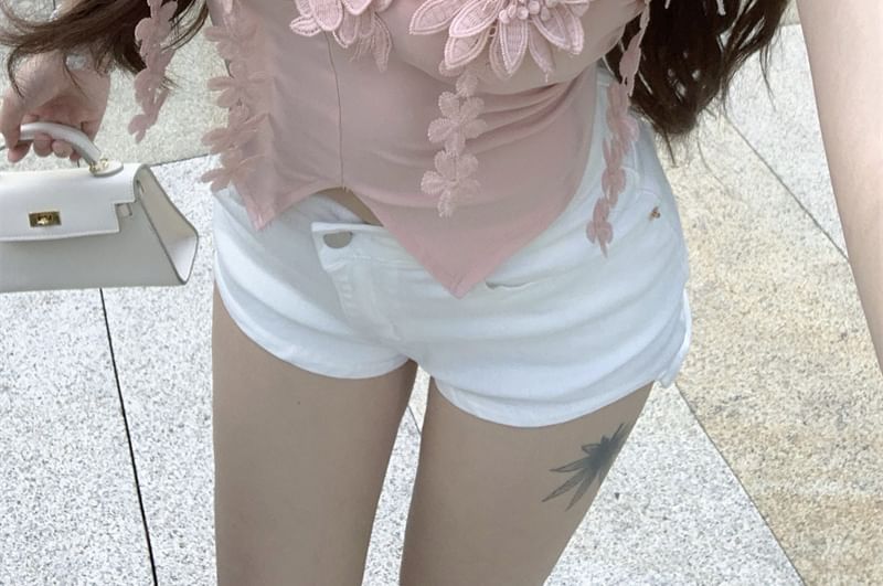 Tube Plain Flower Front-Slit Top Detail
