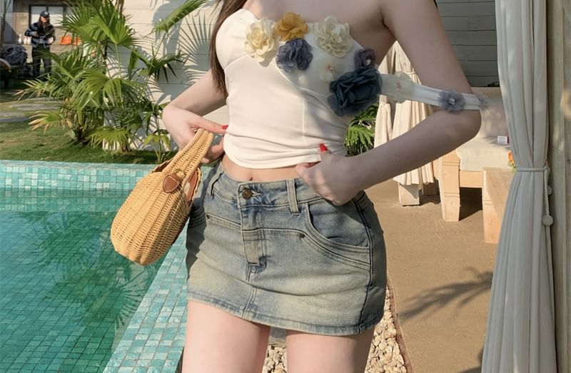 Crop Floral Top Off-Shoulder