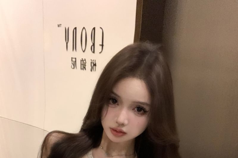 Dress Bow A-Line Mini Halter-Neck Slit Rhinestone