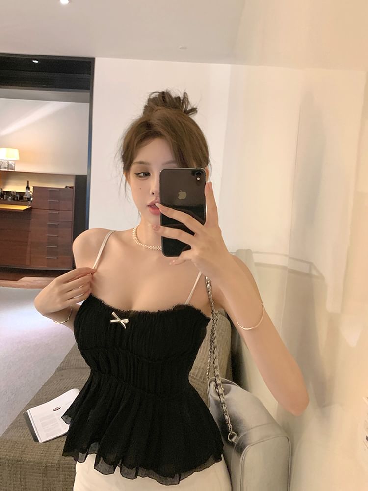 Top Trim Bow Lace Camisole