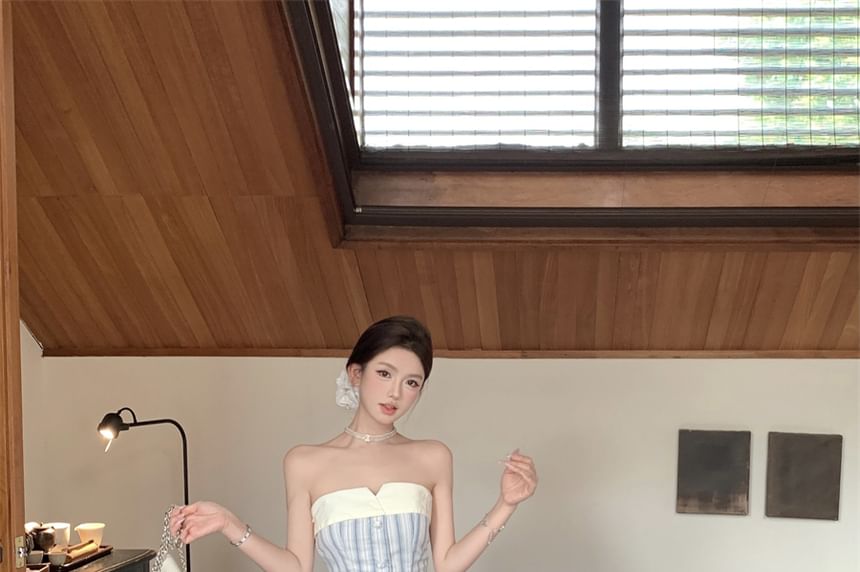 Mini Strapless Dress A-Line Striped