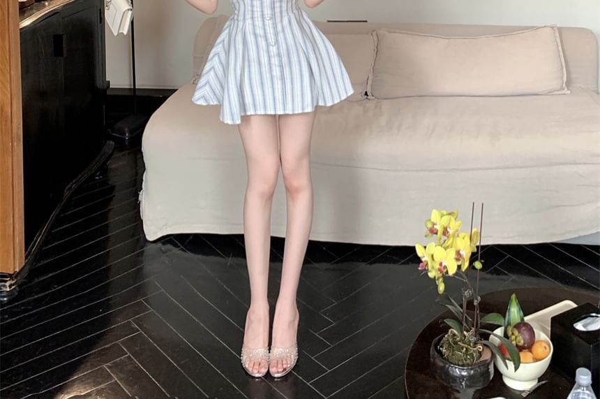 Mini Strapless Dress A-Line Striped