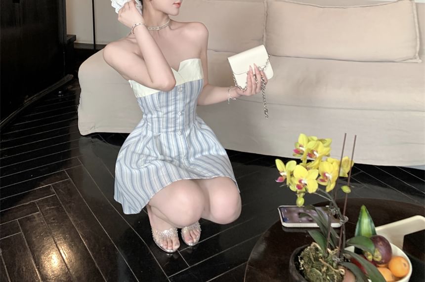 Mini Strapless Dress A-Line Striped