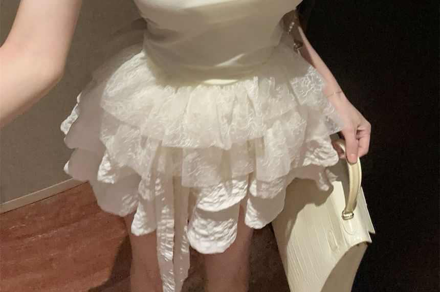 Balletcore Tube Top and Tiered Lace Skirt - LaceLux