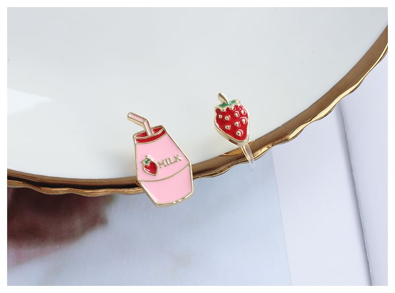/ Milk Fruit Asymmetrical Stud Clip-On Earring