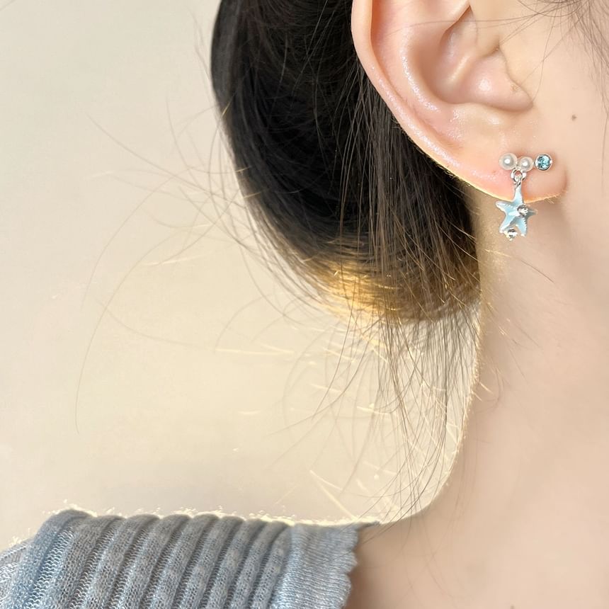Rhinestone Star Asymmetrical / Clip-On Earring Drop