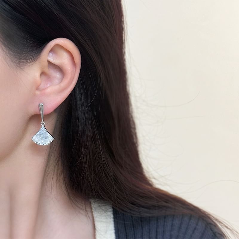 Rhinestone / Clip-On Earring Gingko Drop