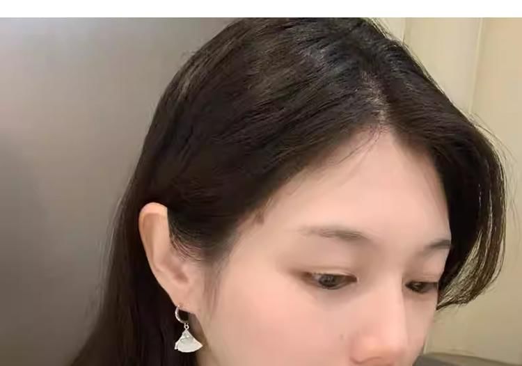 Rhinestone / Clip-On Earring Gingko Drop