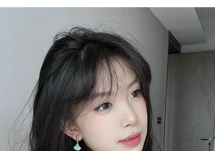 Rhinestone / Clip-On Earring Gingko Drop