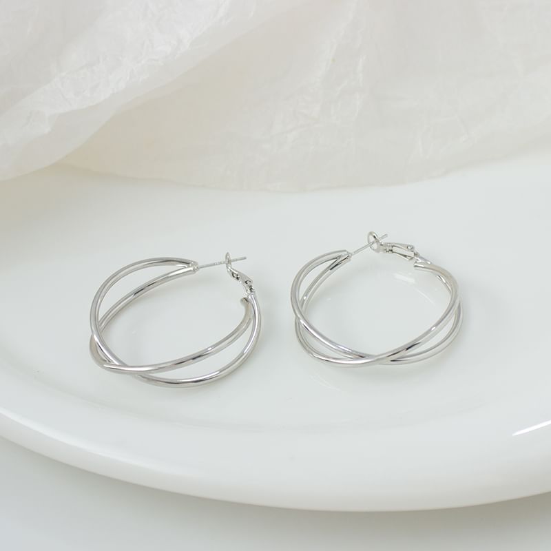 / Layered Hoop Earring Clip-On