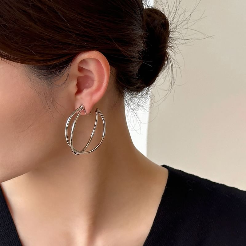 / Layered Hoop Earring Clip-On