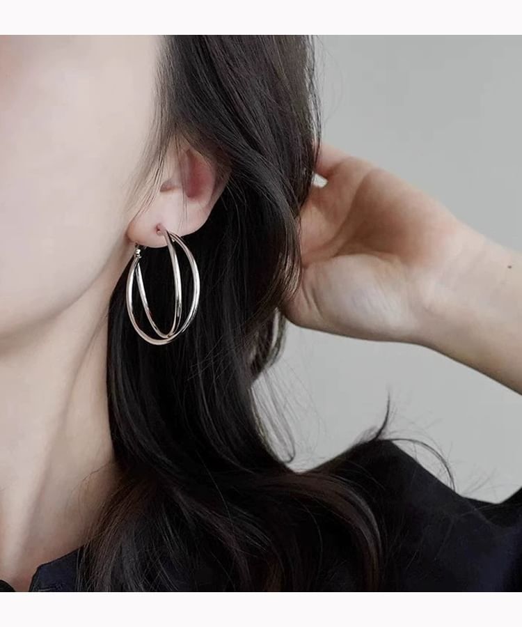 / Layered Hoop Earring Clip-On