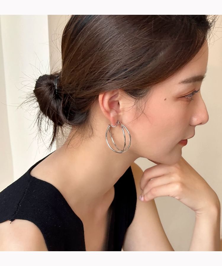 / Layered Hoop Earring Clip-On