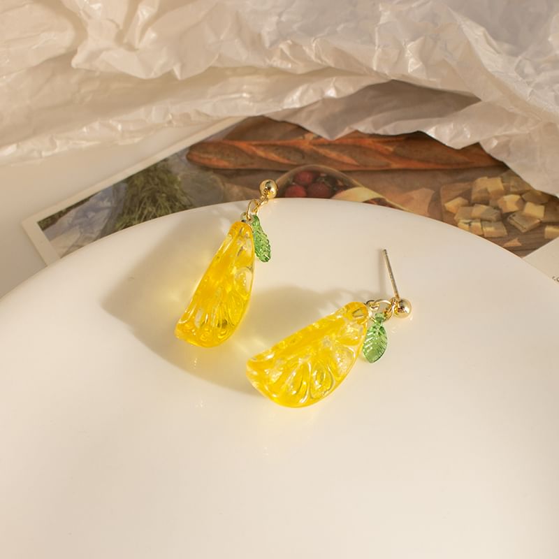 / Earring Lemon Clip-On Drop
