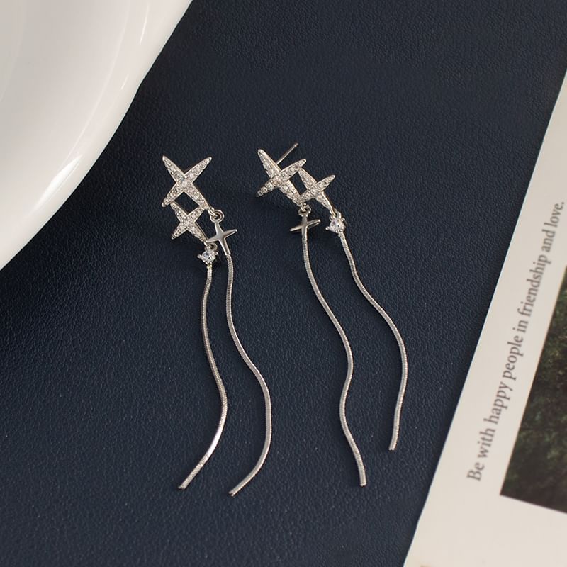 Clip-On Earring Dangle Star / Rhinestone