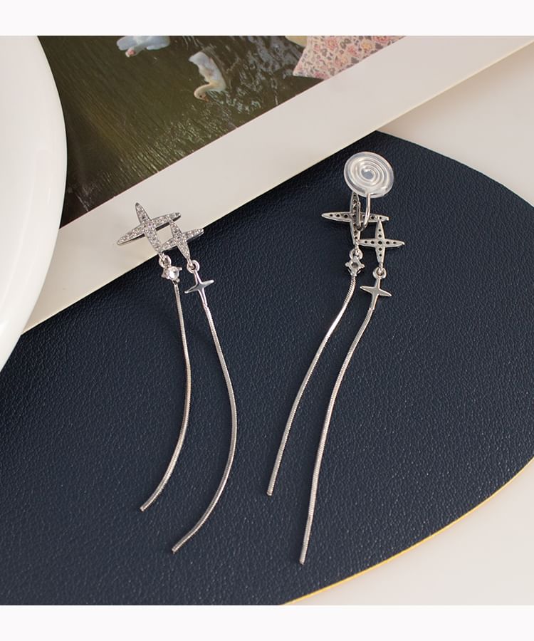 Clip-On Earring Dangle Star / Rhinestone