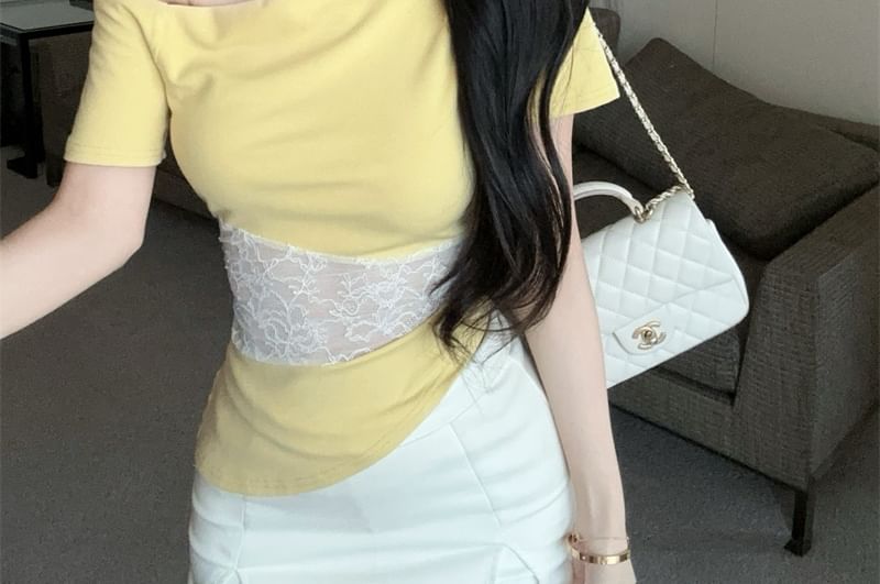 Off-Shoulder Short-Sleeved Lace Top - LaceLux