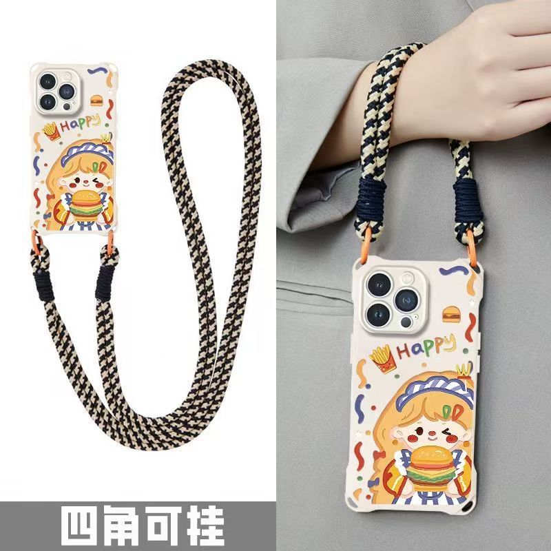 Phone Set Lanyard Strap Case Girl Burger /