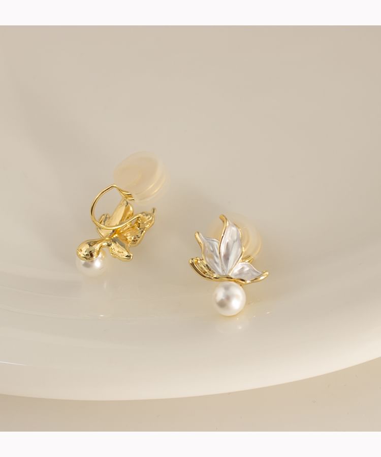 Drop Faux Alloy Earring Butterfly / Cuff Ear Pearl
